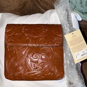 Patricia Nash Floral Embossed Tan Leather Bag NWT